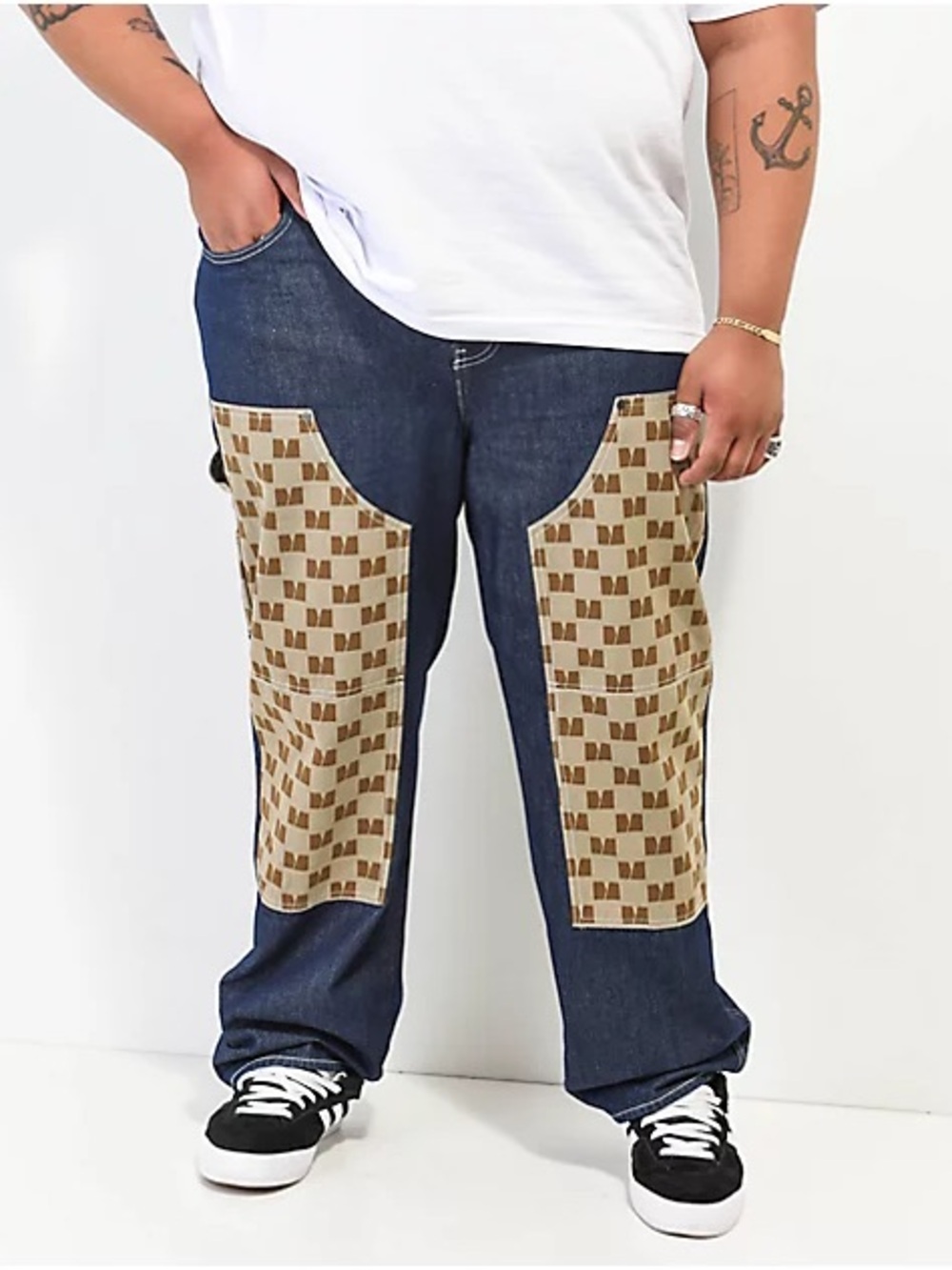 Monet Skateboards Double Knee Raw Denim Carpenter Pants Sz 34 Indie Skater Artsy